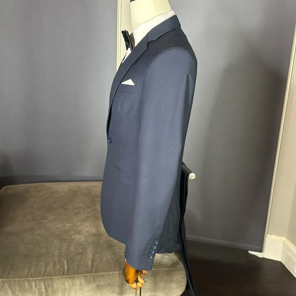 Men’s Dark Blue 2 Piece Formal Suit Notched Lapel Size 34 Jacket 31 Pants NEW